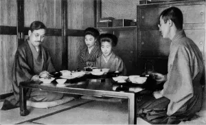 Mysterious Japan Prints: Family luncheon a la Japonaise, c1900, (1921). Artist: Julian Leonard Street