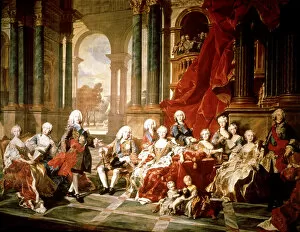 Images Dated 14th May 2007: The family of Philip V, Oil by Louis Van Loo