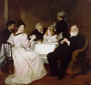 Family Reunion at the Home of Madame Adolphe Brisson. Artist: Baschet, Marcel Andre (1862-1941) Family Reunion at the Home of Madame Adolphe Brisson. Artist: Baschet, Marcel Andre (1862-1941)