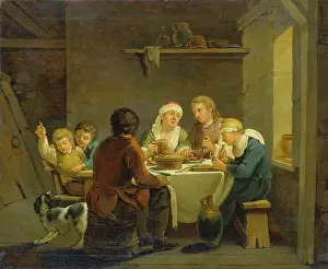 Neo Classical Prints: A Family at Table, 1770-1774. Creator: Georg Melchior Kraus