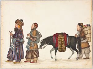 Watercolour And Gold On Paper Gallery: A Family of Tartars, c. 1885. Creator: Unknown