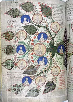 Ancestor Collection: Family tree, a page from Liber Floridus, 12th century