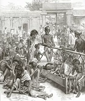 Starving Collection: The Famine in India: Natives Waiting for Relief at Bangalore, October 1877. Creator