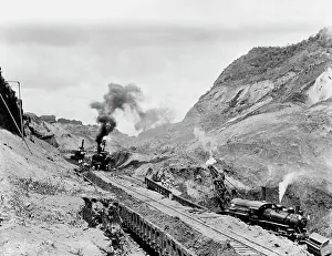 Rail Road Prints: Famous Cucaracha slide, Panama Canal, c.between 1910 and 1914. Creator: Unknown