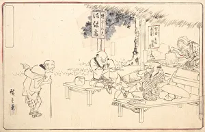 The Famous Practical Jokers Yajirobei at a Wayside Restaurant, ca. 1840. ca. 1840. Creator: Ando Hiroshige