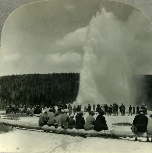 The Most Famous Sight in Yellowstone Park, Old Faithful Geyser in Action, c1930s