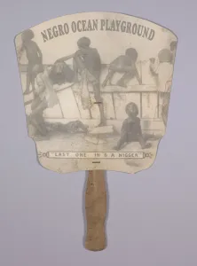 Swimming Prints: Fan advertising the American Beach Negro Ocean Playground, ca. 1935. Creator: Unknown