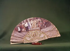 Fan with the historical scene of the baptism of Alfonso XIII (1886-1941) King of Spain