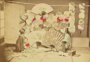 Traditional Culture Prints: Fan Shop, 1897. Creator: Ogawa Kazumasa