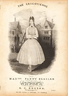 Elssler Gallery: Fanny Elssler dancing the cracovienne, c. 1840