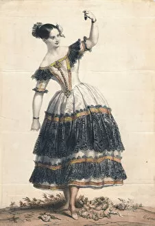 Elssler Gallery: Fanny Elssler as Florinda in the dance La Cachucha (ballet Le Diable boiteux), 1836
