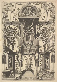 Cornelis Gallery: Fantastic Architecture Structure with Strapwork and Two Pergolas