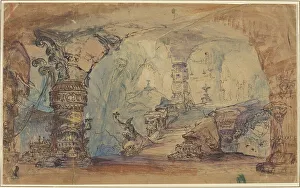 Cavern Prints: A Fantastic Underground Temple (Aladdin's Cave?). Creator: Robert Caney