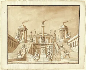 Trophies Prints: Fantasy of an Ancient Capitol with Trophies and Grand Staircases