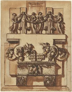 Fantastical Prints: Fantasy of a Magnificent Wall Monument, 1764/1766. Creator: Giovanni Battista Piranesi