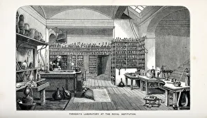 Royal Institution Prints: Faradays Laboratory at the Royal Institution