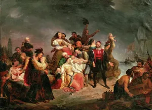 Pilgrims Prints: The farewell to America or The Boarding the Mayflower