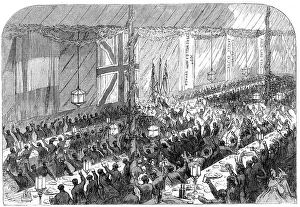 Marquee Prints: Farewell banquet to the 109th Regiment at Kurrachee, 1864. Creator: Unknown
