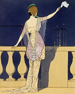 Barbier Gallery: Farewell at Night, design for an evening dress by Jeanne Paquin, early 20th century