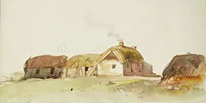 Chimneys Prints: Farm Buildings, c1840s. Creator: John Phillip