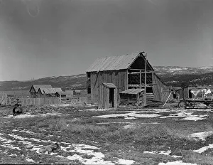 Deserted Prints: Farm buildings in the purchase area, Widtsoe, Utah, 1936. Creator: Dorothea Lange
