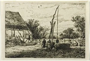 Well in a Farm Courtyard, 1845. Creator: Charles Emile Jacque