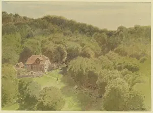 Isolation Prints: Farm in a forest clearing in the Harz Mountains, 1864. Creator: Carl Theodor Reiffenstein