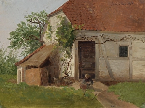 Tidemand Adolph Prints: Farm at Goldsheim, 1838. Creator: Adolph Tidemand