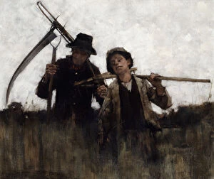Images Dated 19th September 2005: Farm labourers, (1875-1929?). Artist: Henry Herbert la Thangue