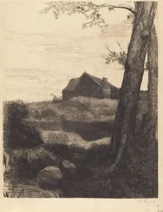 Farm with Large Tree (La ferme au grand arbre). Creator: Alphonse Legros Farm with Large Tree (La ferme au grand arbre). Creator: Alphonse Legros