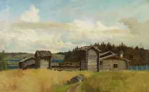 Arable Prints: Farm with outbuildings, exercise. Creator: Hjalmar Munsterhjelm