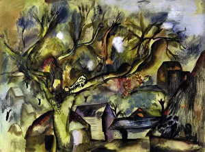 Hodgkins Frances Prints: Farm piece, evening, 1936. Creator: Frances Hodgkins