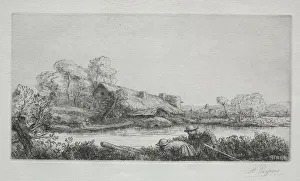 19th 20th Century Gallery: The Farm on the River (La Ferme Sur La Riviere: Effet Du Soir). Creator: Alphonse Legros
