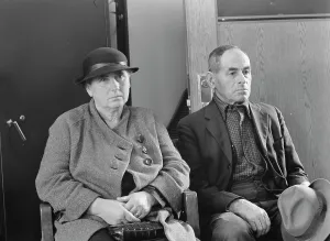 Farm Security clients during applications for aid... Stockton, California, 1938. Creator: Dorothea Lange