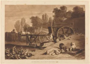 The Farm-yard with the Cock, published 1809. Creator: JMW Turner