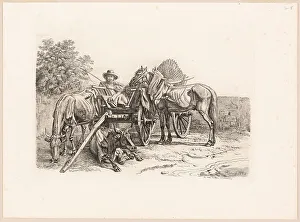 Carthorse Prints: Farmer and His Cart, 1834. Creator: Johann Adam Klein
