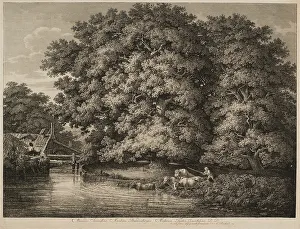 Reinhart Johann Christian Prints: A Farmer Driving his Cattle into the Water, 1780. Creator: Johann Christian Reinhart