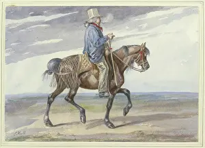 Coal Prints: Farmer on horseback, 19th century. Creator: Edward Hull