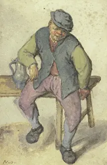 Ostade Adriaen Van Prints: A farmer sitting at a table, after 1670. Creator: Adriaen van Ostade