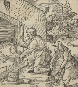 A Farmer Slaughtering a Hog, from Hymmelwagen auff dem, wer wol lebt... 1517 A Farmer Slaughtering a Hog, from Hymmelwagen auff dem, wer wol lebt... 1517