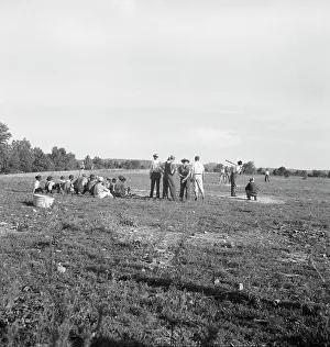 Farmers baseball game in the country, on U.S. 62, near Mountain Home, northern Arkansas, 1938. Creator: Dorothea Lange