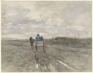 Anthonij Rudolf Mauve Prints: Farmer's cart on a country road, 1848-1888. Creator: Anton Mauve