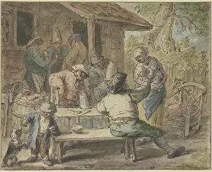Relaxation Prints: Farmers with children in front of a house, c1655-1670. Creator: Adriaen van Ostade