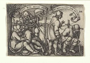The farmers behind the hedge, from the episode The Farmers Festival or The Twelve... 1546-1547. Creator: Beham, Hans Sebald (1500-1550). The farmers behind the hedge, from the episode The Farmers Festival or The Twelve... 1546-1547