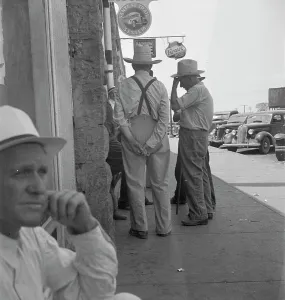 Americans Prints: Farmers on main street discussing drought