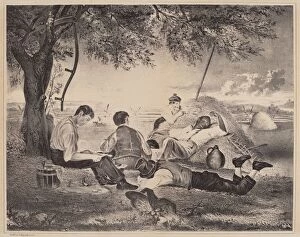 Scythe Gallery: Farmers Nooning, c. 1840. Creator: Unknown