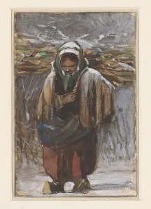 Clog Prints: Farmer's wife carrying firewood in winter landscape