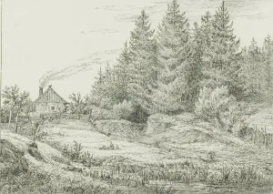 Farmhouse in an Evergreen Forest, 1828. Creator: Johan Christian Dahl