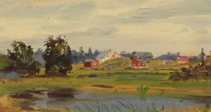 Knulson Johan Prints: Farmhouse in the municipality on the shore of the lake. Creator: Johan Knutson