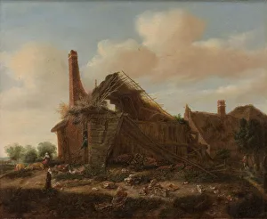 Pigs Prints: Farmhouse in ruins, 1650-1700. Creator: Emanuel Murant